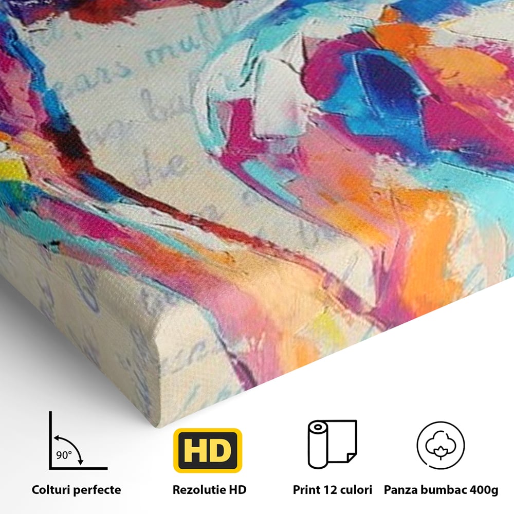 Tablou Canvas Premium LuxCanva® E1042, Femeia in Culori, Cromatic, Privire, Mister, Aparitie, Fotografie, Living Room, Culori vibrante