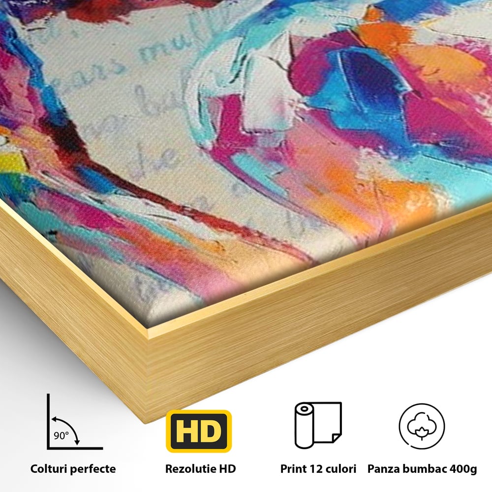 Tablou Canvas Premium LuxCanva® E1042, Femeia in Culori, Cromatic, Privire, Mister, Aparitie, Fotografie, Living Room, Culori vibrante
