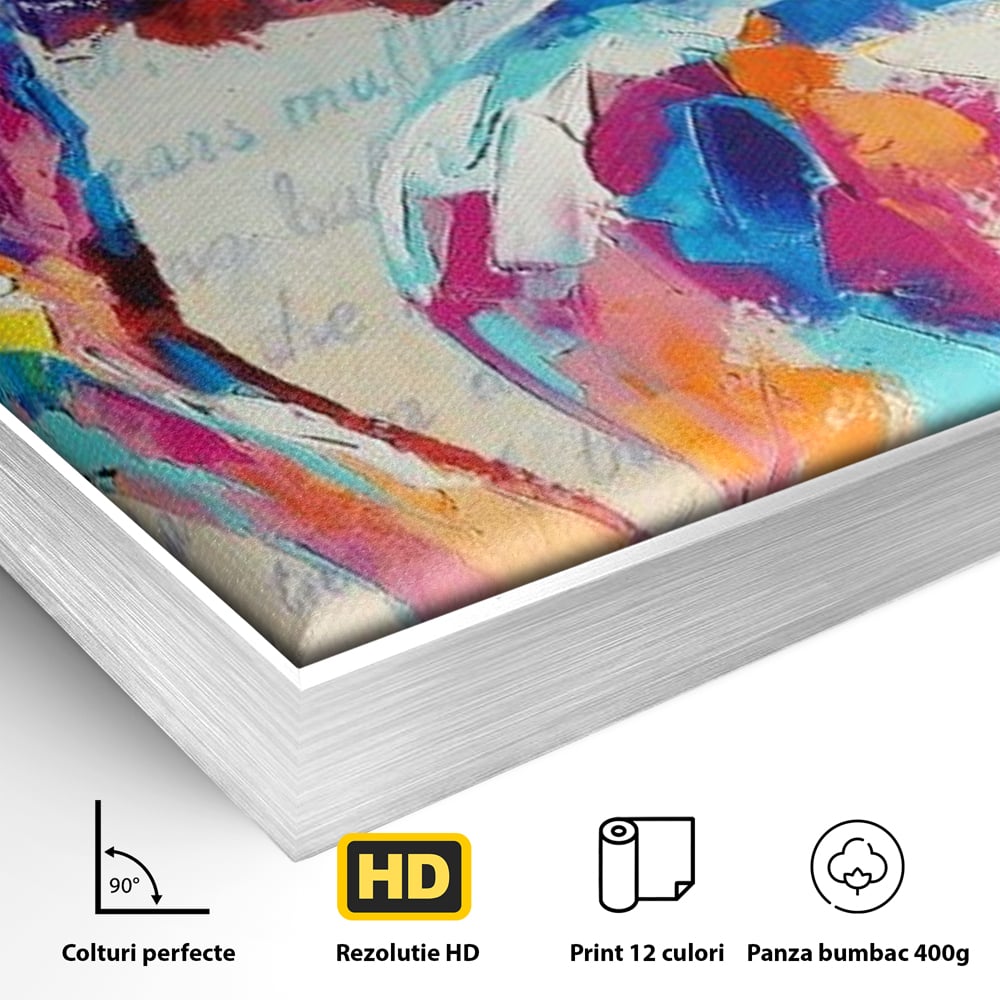 Tablou Canvas Premium LuxCanva® E1042, Femeia in Culori, Cromatic, Privire, Mister, Aparitie, Fotografie, Living Room, Culori vibrante