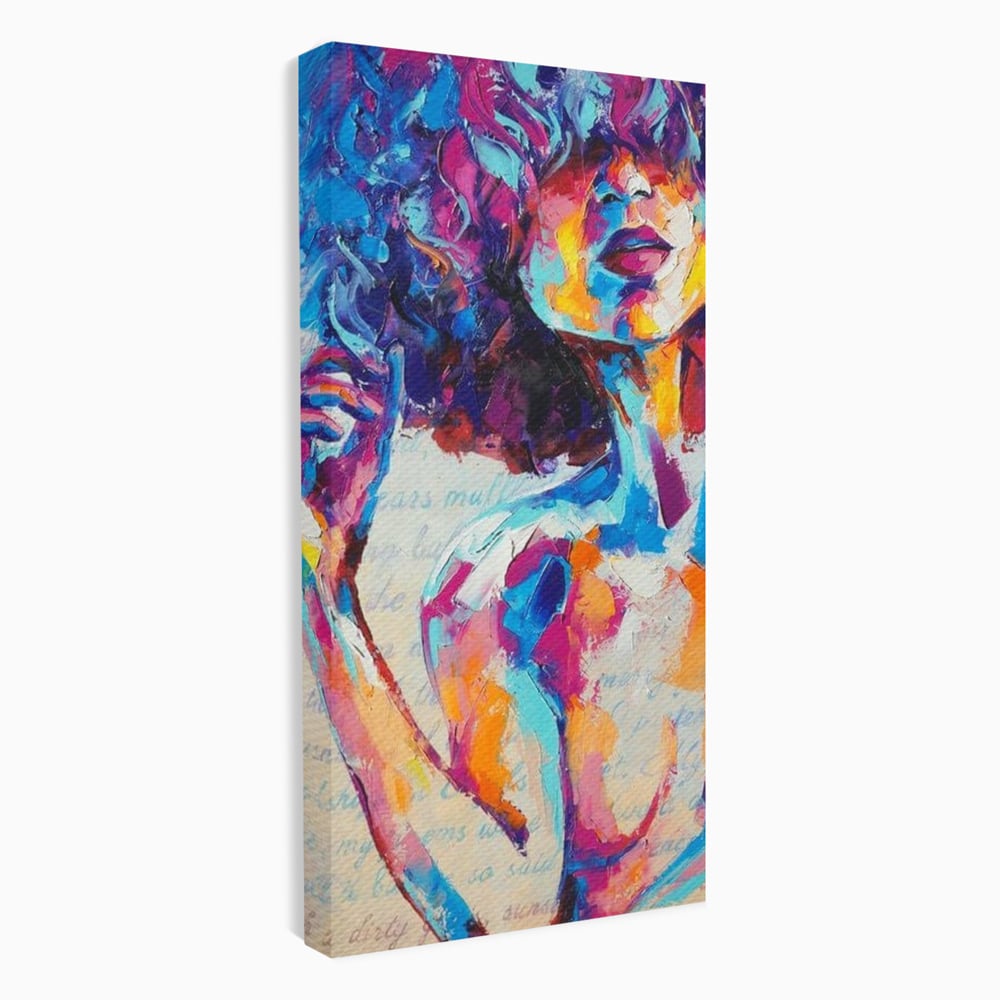 Tablou Canvas Premium LuxCanva® E1042, Femeia in Culori, Cromatic, Privire, Mister, Aparitie, Fotografie, Living Room, Culori vibrante