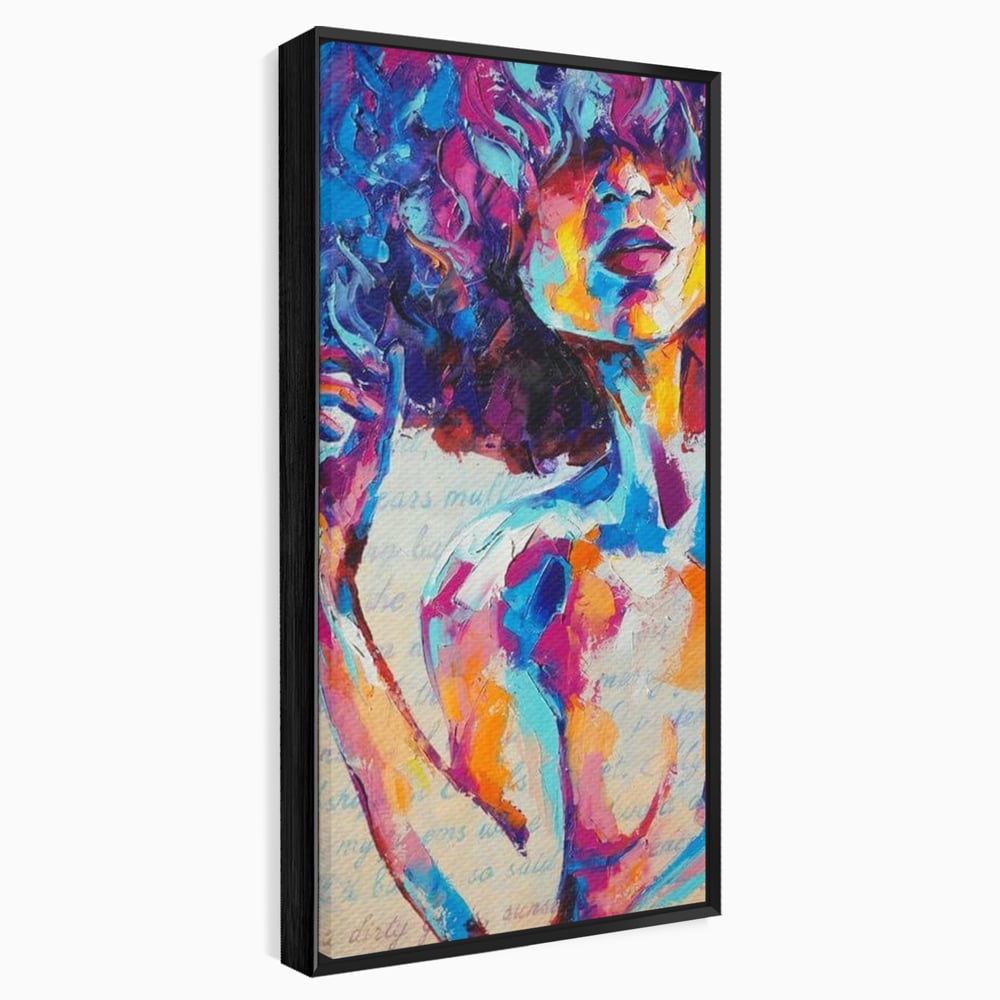 Tablou Canvas Premium LuxCanva® E1042, Femeia in Culori, Cromatic, Privire, Mister, Aparitie, Fotografie, Living Room, Culori vibrante