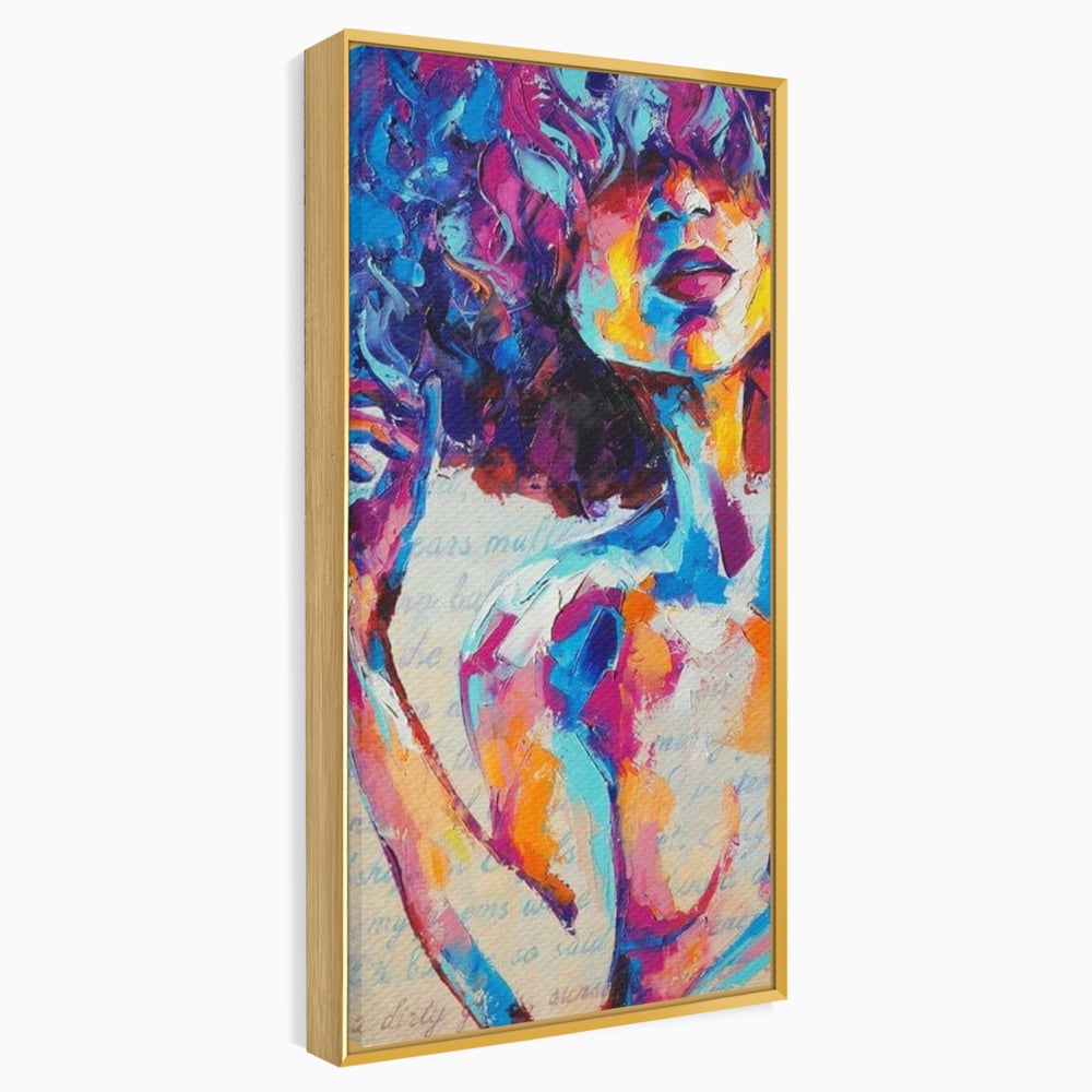 Tablou Canvas Premium LuxCanva® E1042, Femeia in Culori, Cromatic, Privire, Mister, Aparitie, Fotografie, Living Room, Culori vibrante
