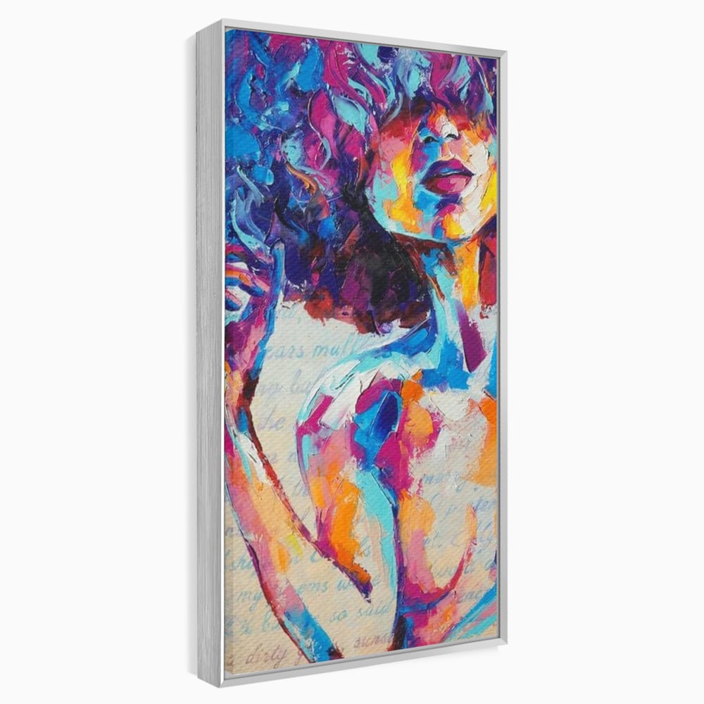 Tablou Canvas Premium LuxCanva® E1042, Femeia in Culori, Cromatic, Privire, Mister, Aparitie, Fotografie, Living Room, Culori vibrante