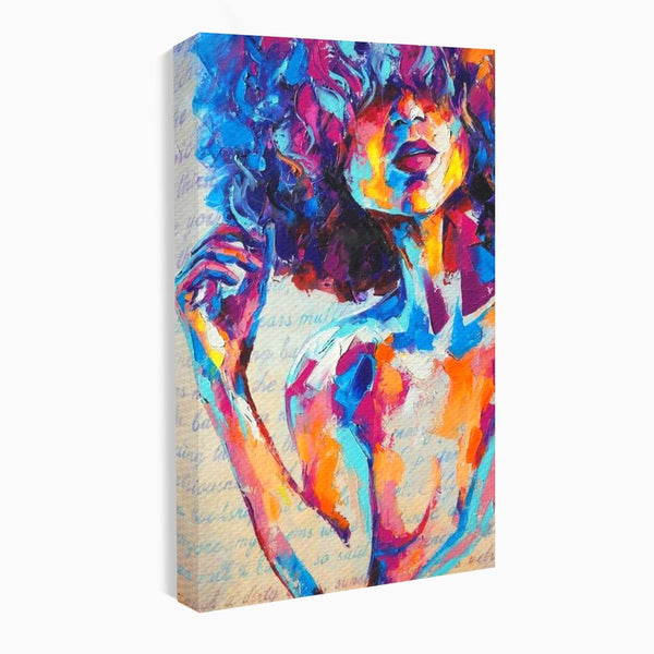 Tablou Canvas Premium LuxCanva® E1042, Femeia in Culori, Cromatic, Privire, Mister, Aparitie, Fotografie, Living Room, Culori vibrante