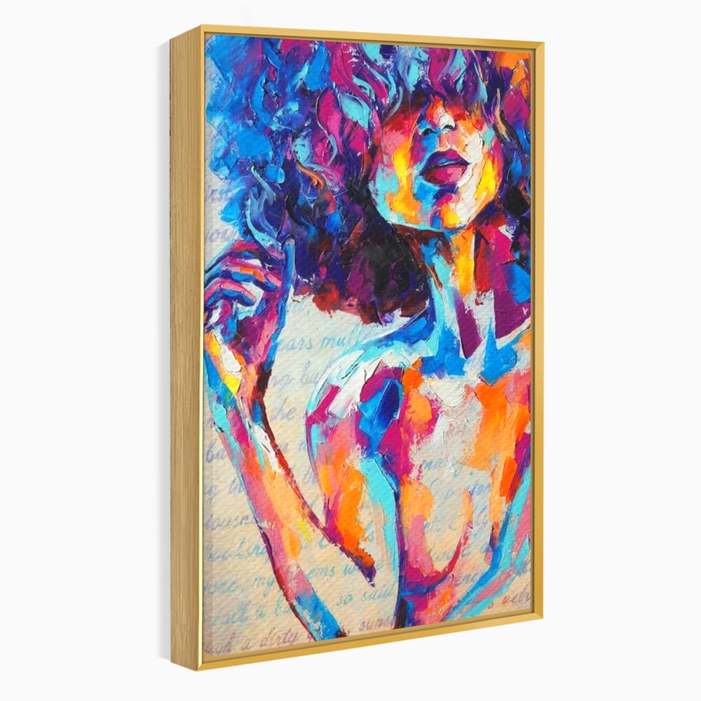 Tablou Canvas Premium LuxCanva® E1042, Femeia in Culori, Cromatic, Privire, Mister, Aparitie, Fotografie, Living Room, Culori vibrante