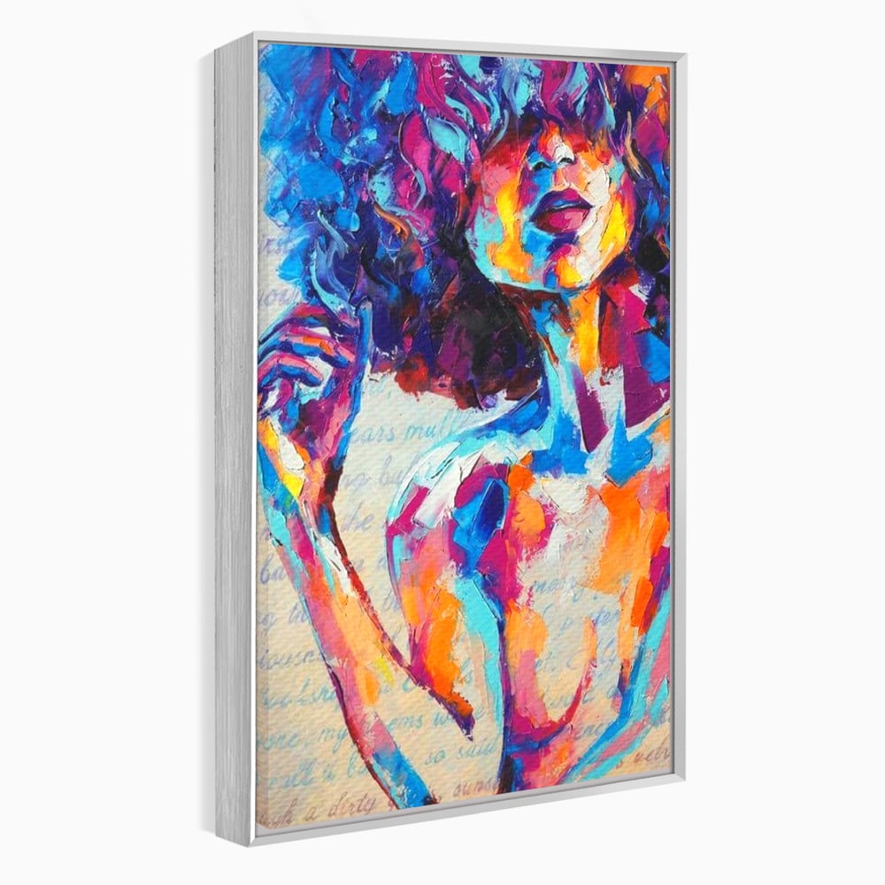 Tablou Canvas Premium LuxCanva® E1042, Femeia in Culori, Cromatic, Privire, Mister, Aparitie, Fotografie, Living Room, Culori vibrante