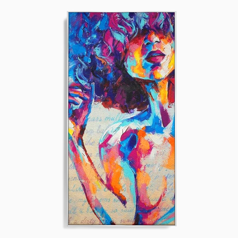 Tablou Canvas Premium LuxCanva® E1042, Femeia in Culori, Cromatic, Privire, Mister, Aparitie, Fotografie, Living Room, Culori vibrante