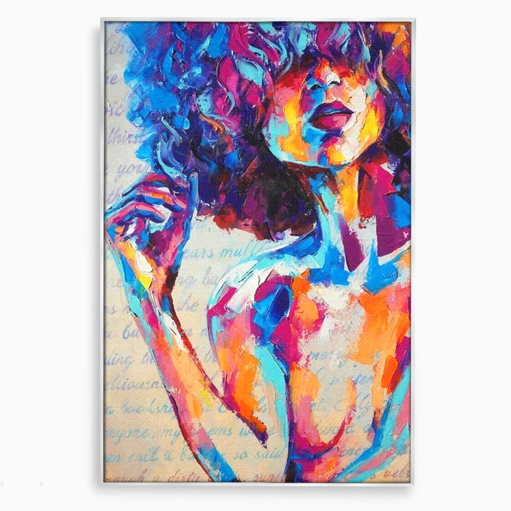 Tablou Canvas Premium LuxCanva® E1042, Femeia in Culori, Cromatic, Privire, Mister, Aparitie, Fotografie, Living Room, Culori vibrante