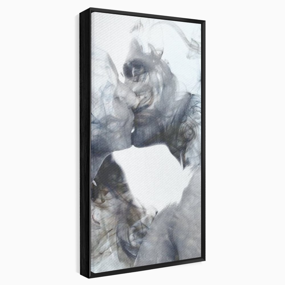 Tablou Canvas Premium LuxCanva® E1043, Sarut Romantic, Pop Art, Urban, Expresivitate, Pasiune, Buze, Alb, Living Room, Culori vibrante