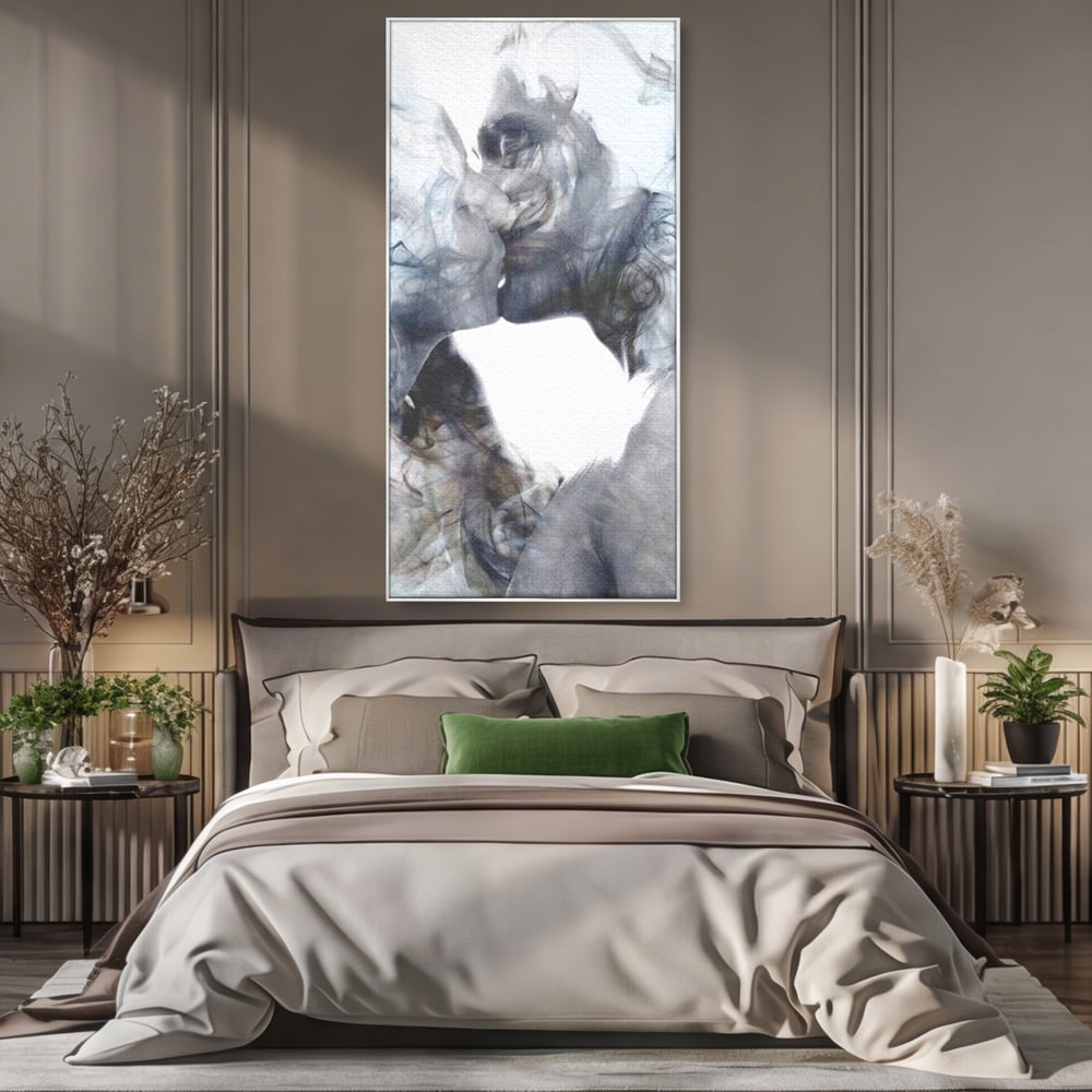 Tablou Canvas Premium LuxCanva® E1043, Sarut Romantic, Pop Art, Urban, Expresivitate, Pasiune, Buze, Alb, Living Room, Culori vibrante
