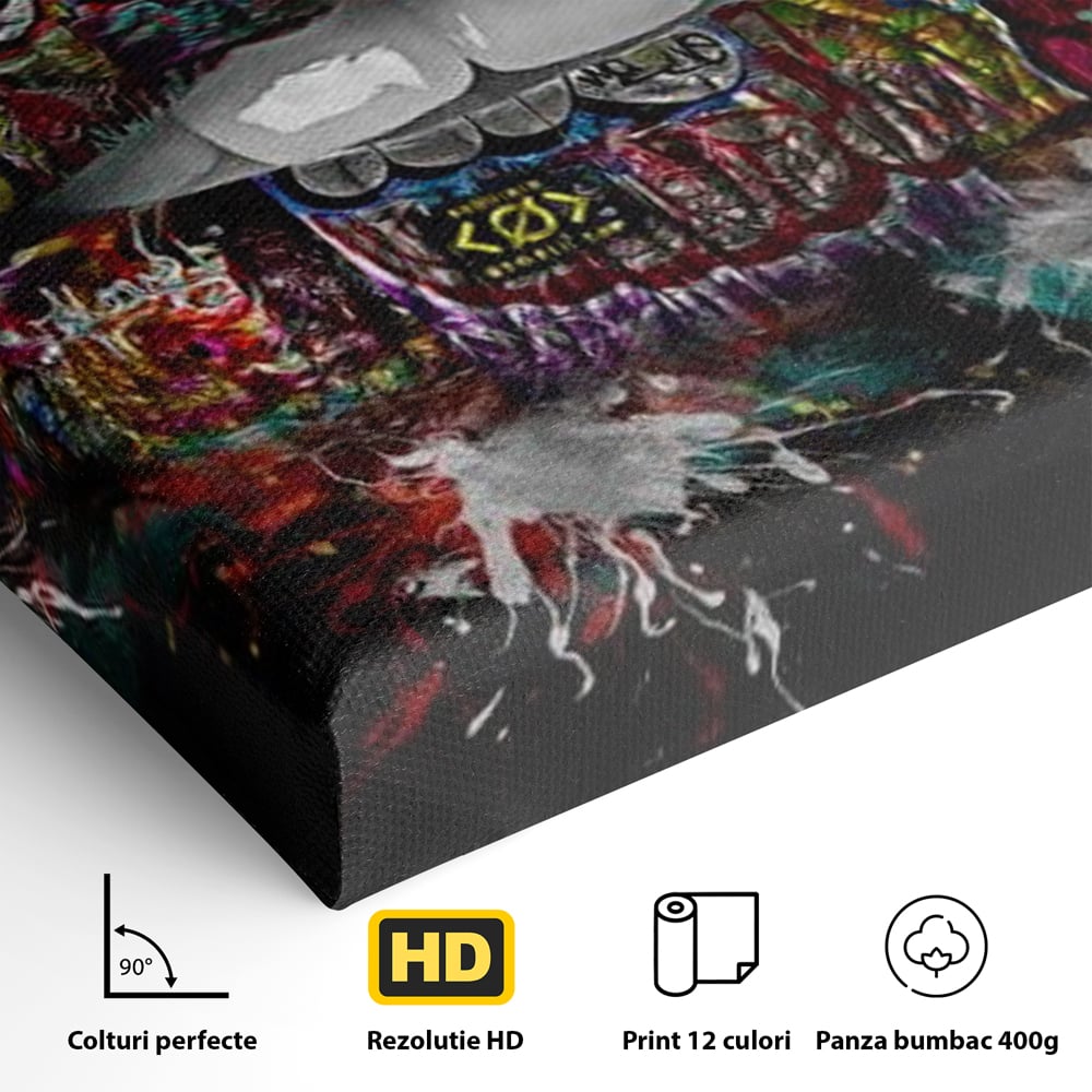 Tablou Canvas Premium LuxCanva® E1044, Buze Graffiti, Pop Art, Urban, Expresivitate, Pasiune, Buze, Alb, Living Room, Culori vibrante