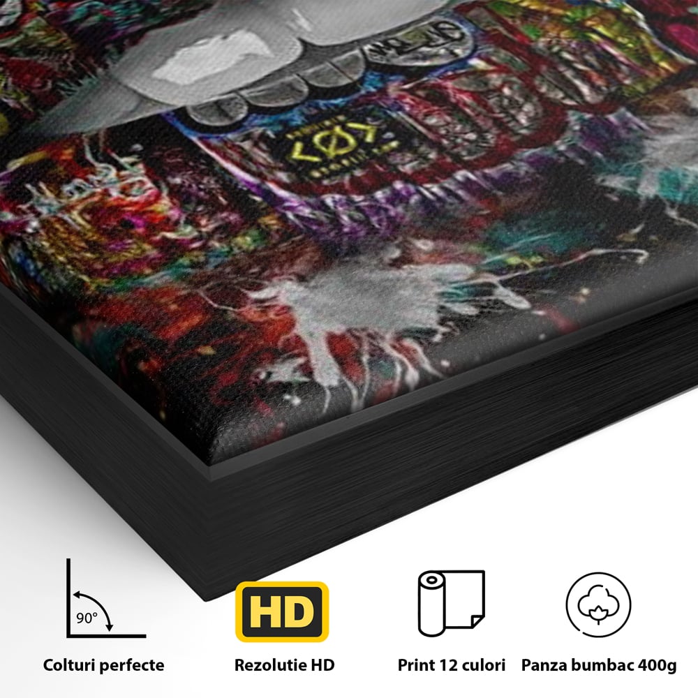Tablou Canvas Premium LuxCanva® E1044, Buze Graffiti, Pop Art, Urban, Expresivitate, Pasiune, Buze, Alb, Living Room, Culori vibrante
