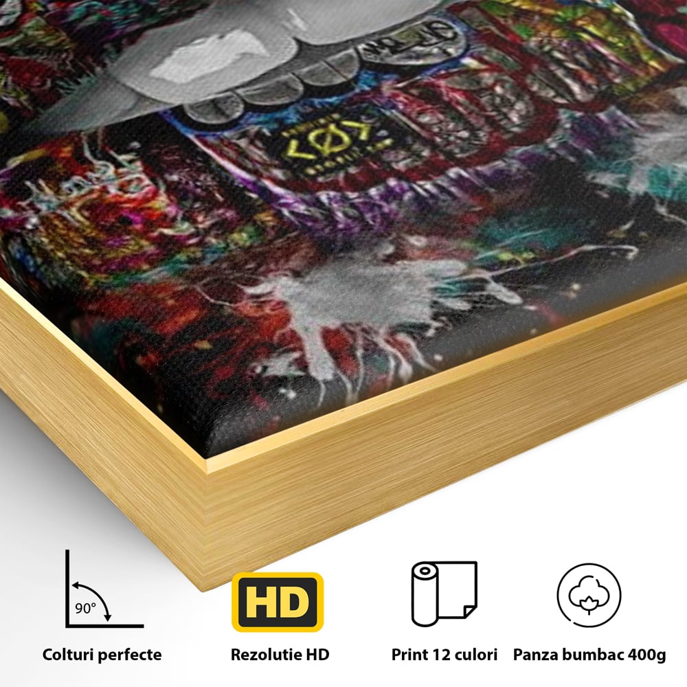 Tablou Canvas Premium LuxCanva® E1044, Buze Graffiti, Pop Art, Urban, Expresivitate, Pasiune, Buze, Alb, Living Room, Culori vibrante