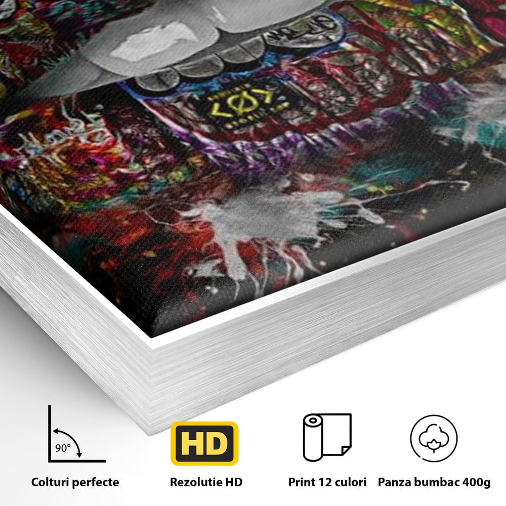 Tablou Canvas Premium LuxCanva® E1044, Buze Graffiti, Pop Art, Urban, Expresivitate, Pasiune, Buze, Alb, Living Room, Culori vibrante