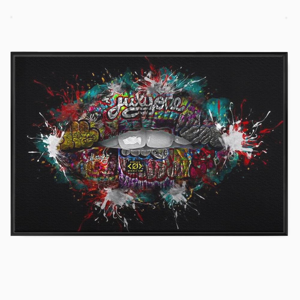 Tablou Canvas Premium LuxCanva® E1044, Buze Graffiti, Pop Art, Urban, Expresivitate, Pasiune, Buze, Alb, Living Room, Culori vibrante