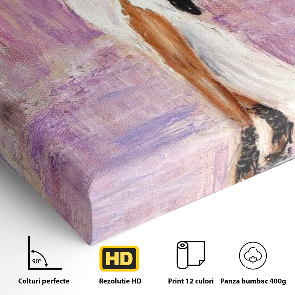 Tablou Canvas Premium LuxCanva® E1046, Femeia cu Umbrela Alba, Feminitate, Rafinament, Solitudine, Ploaie, Umbrela, Living Room, Culori vibrante