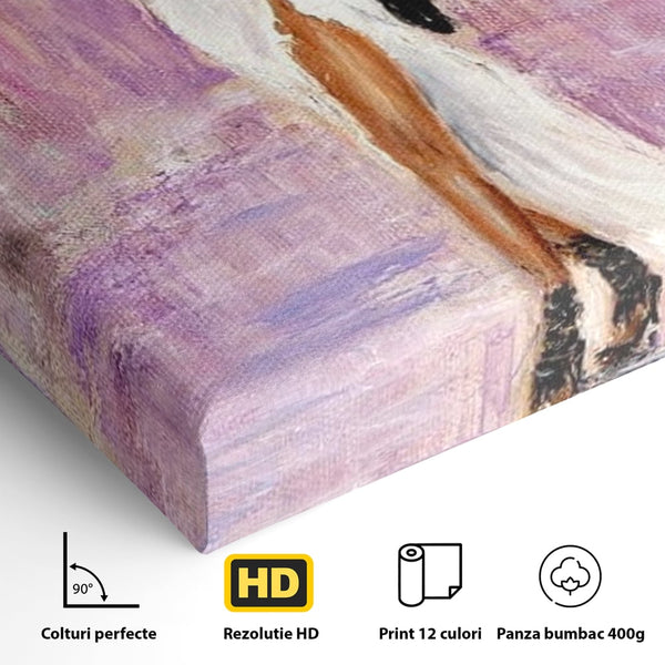 Tablou Canvas Premium LuxCanva® E1046, Femeia cu Umbrela Alba, Feminitate, Rafinament, Solitudine, Ploaie, Umbrela, Living Room, Culori vibrante
