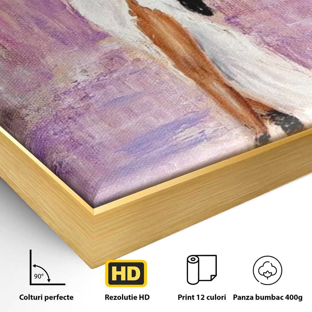 Tablou Canvas Premium LuxCanva® E1046, Femeia cu Umbrela Alba, Feminitate, Rafinament, Solitudine, Ploaie, Umbrela, Living Room, Culori vibrante