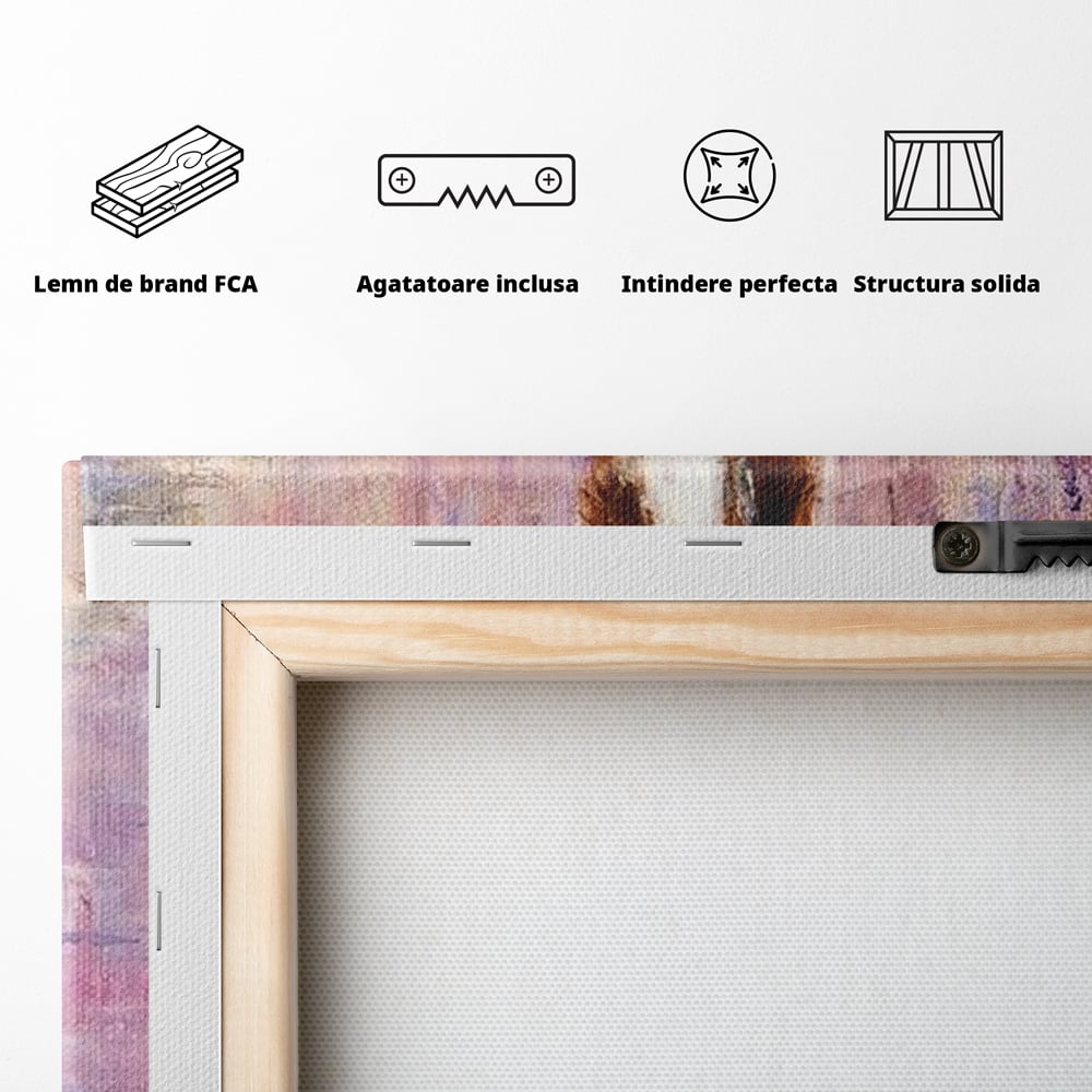 Tablou Canvas Premium LuxCanva® E1046, Femeia cu Umbrela Alba, Feminitate, Rafinament, Solitudine, Ploaie, Umbrela, Living Room, Culori vibrante