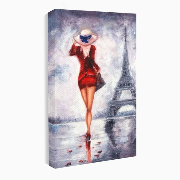 Tablou Canvas Premium LuxCanva® E1047, Rendez-Vous la Turnul, Paris, Strazi, Pasi, Rochie, Parizian, Living Room, Culori vibrante