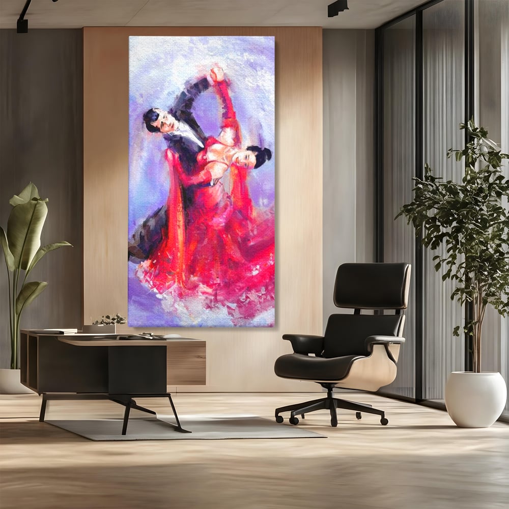 Tablou Canvas Premium LuxCanva® E1048, Pasiune in Pasi de Dans, Ritm, Dans, Vals, Tango, Pereche, Living Room, Culori vibrante