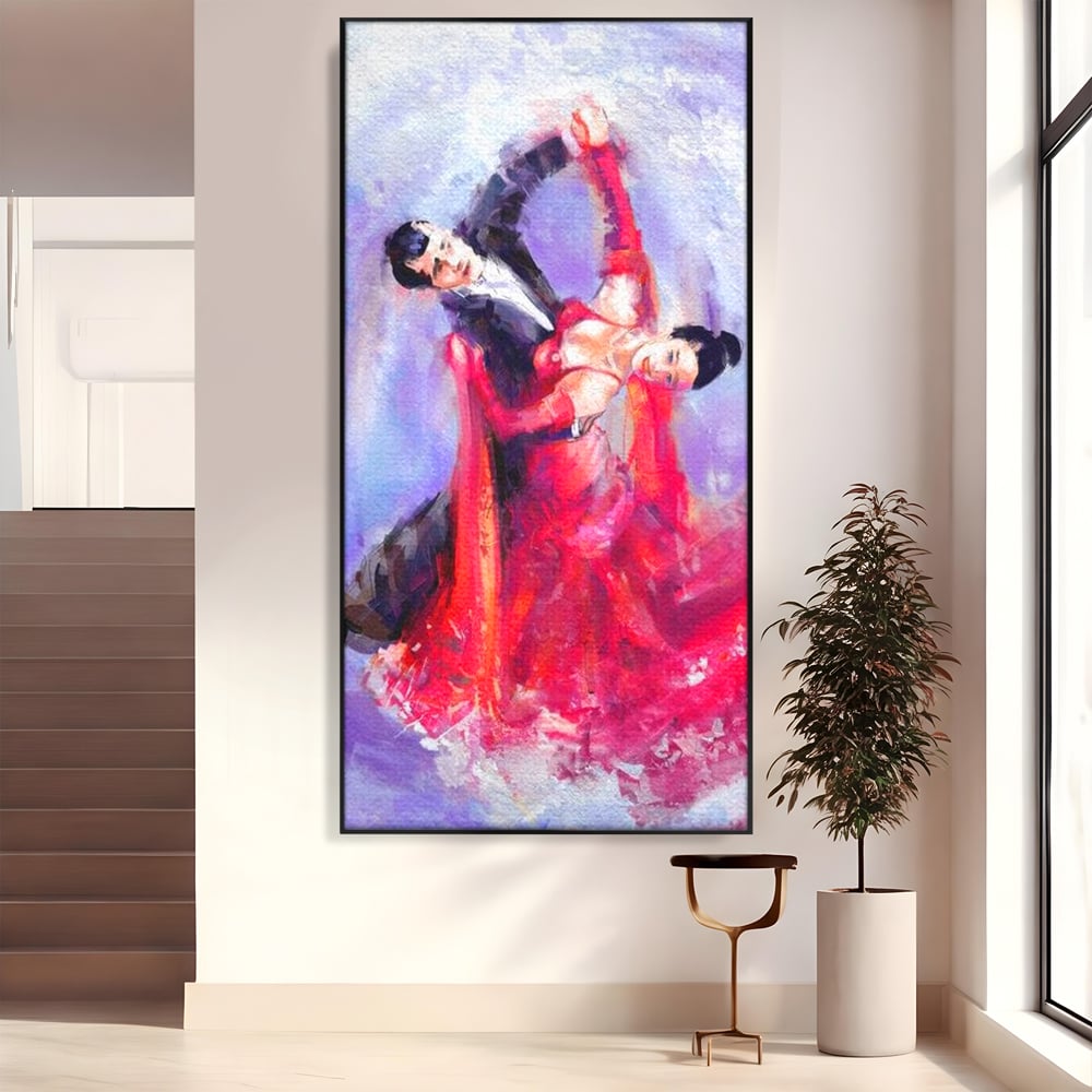 Tablou Canvas Premium LuxCanva® E1048, Pasiune in Pasi de Dans, Ritm, Dans, Vals, Tango, Pereche, Living Room, Culori vibrante