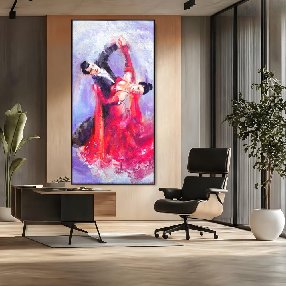 Tablou Canvas Premium LuxCanva® E1048, Pasiune in Pasi de Dans, Ritm, Dans, Vals, Tango, Pereche, Living Room, Culori vibrante