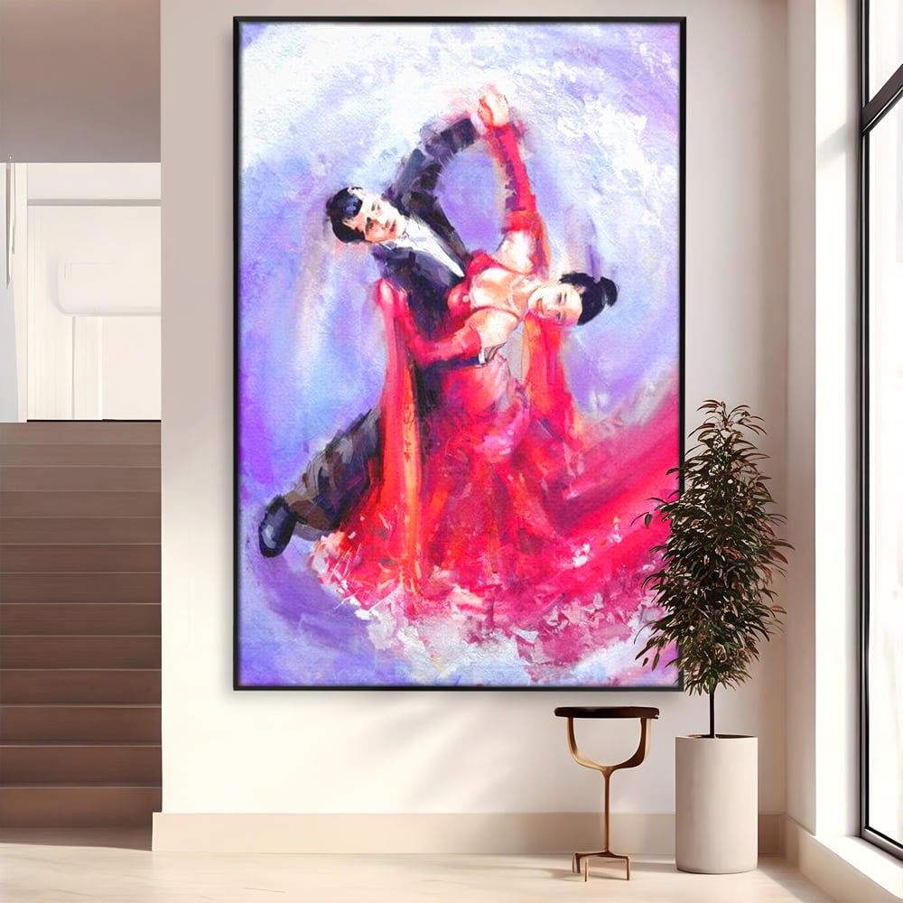 Tablou Canvas Premium LuxCanva® E1048, Pasiune in Pasi de Dans, Ritm, Dans, Vals, Tango, Pereche, Living Room, Culori vibrante