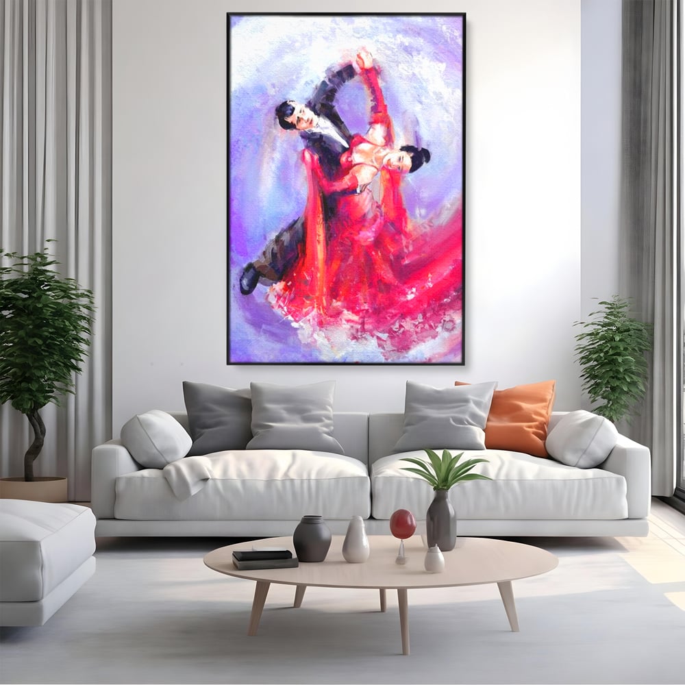 Tablou Canvas Premium LuxCanva® E1048, Pasiune in Pasi de Dans, Ritm, Dans, Vals, Tango, Pereche, Living Room, Culori vibrante