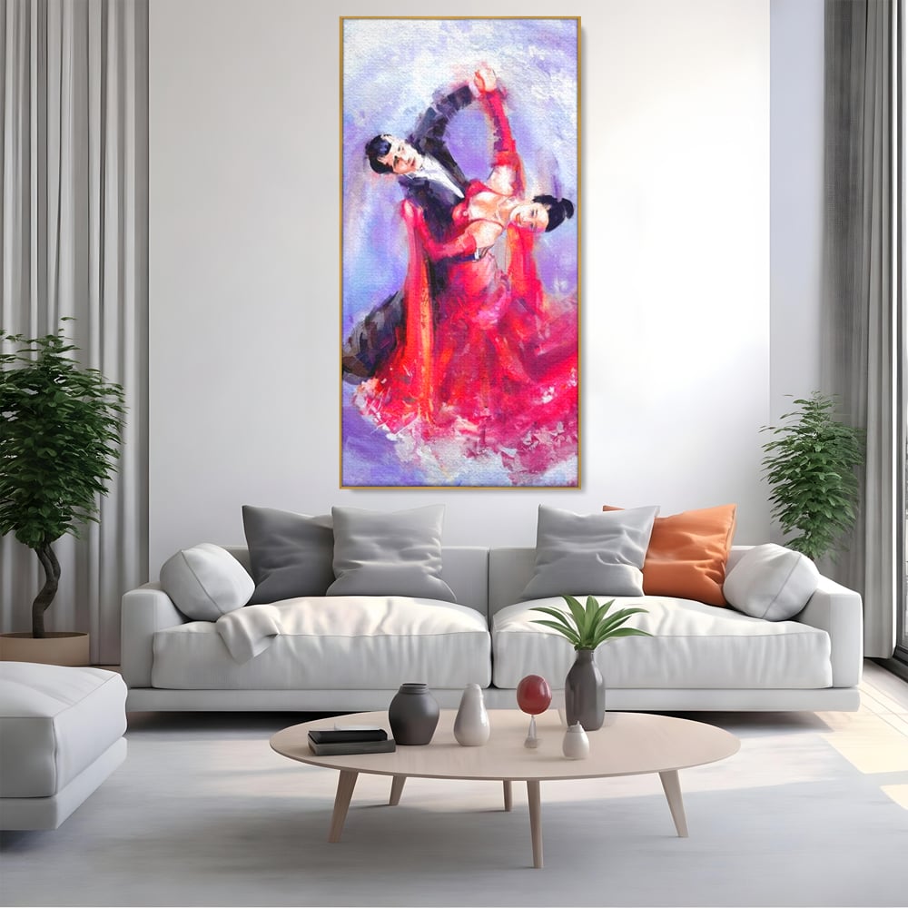 Tablou Canvas Premium LuxCanva® E1048, Pasiune in Pasi de Dans, Ritm, Dans, Vals, Tango, Pereche, Living Room, Culori vibrante