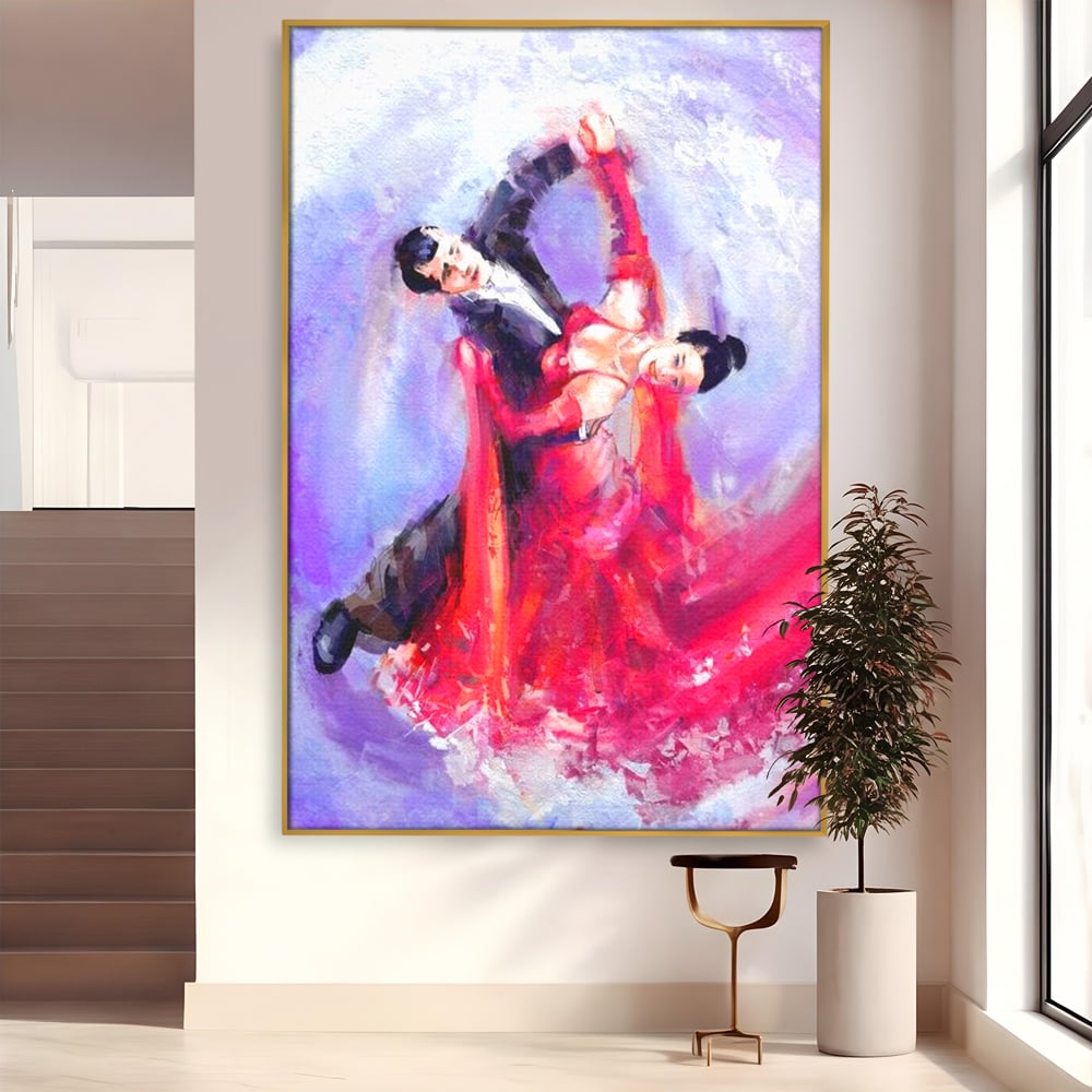 Tablou Canvas Premium LuxCanva® E1048, Pasiune in Pasi de Dans, Ritm, Dans, Vals, Tango, Pereche, Living Room, Culori vibrante