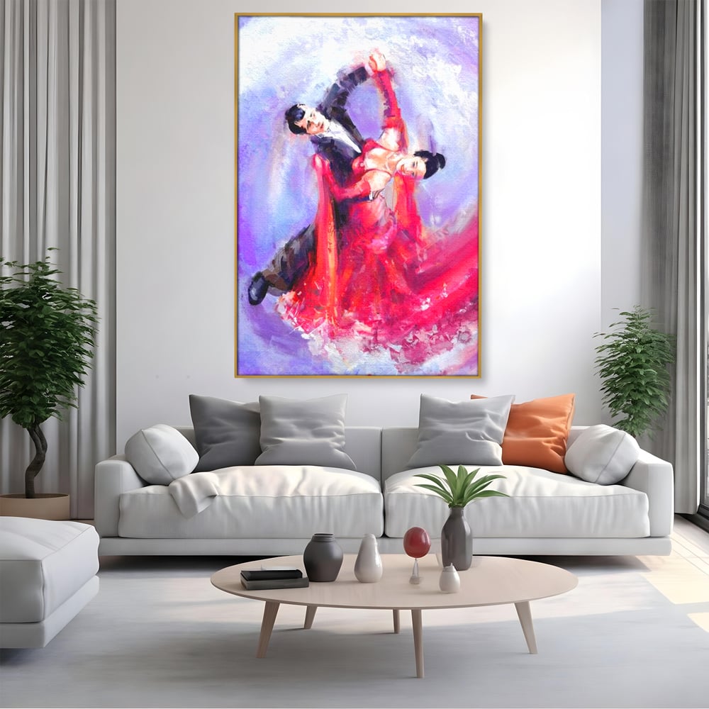 Tablou Canvas Premium LuxCanva® E1048, Pasiune in Pasi de Dans, Ritm, Dans, Vals, Tango, Pereche, Living Room, Culori vibrante
