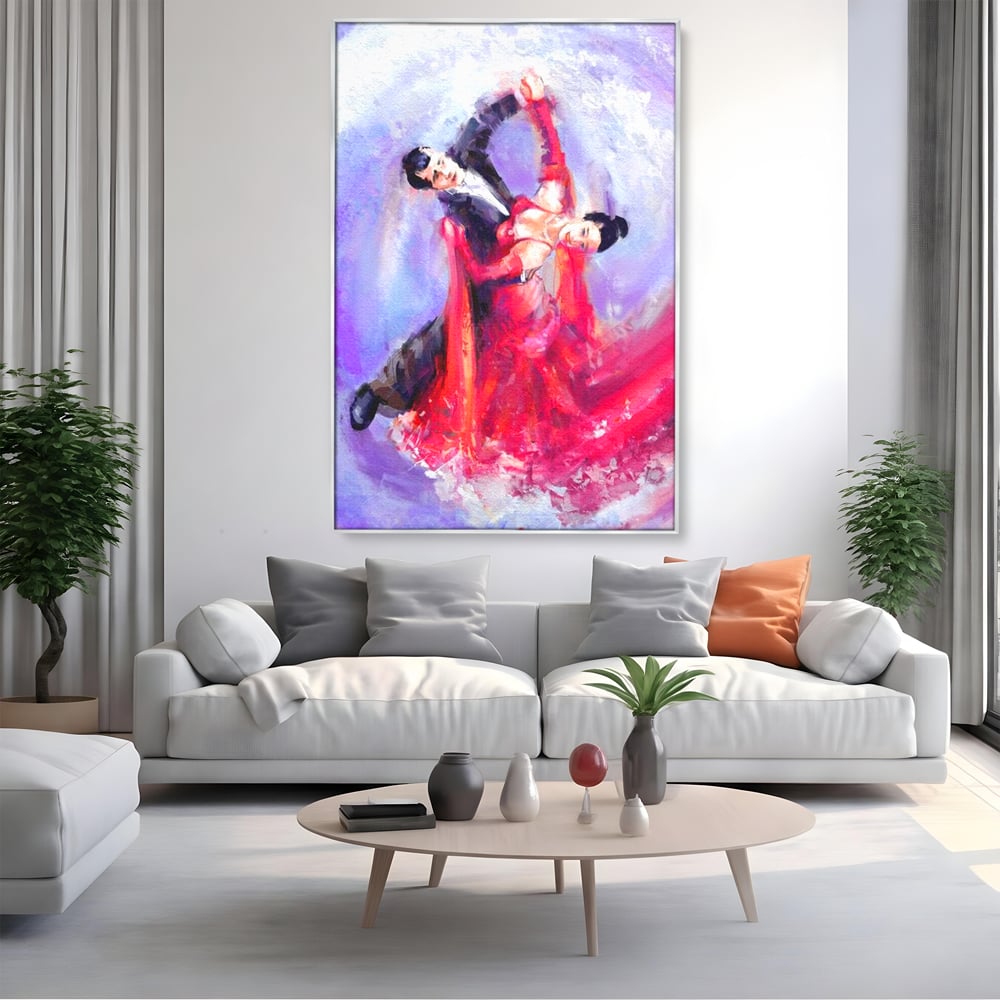 Tablou Canvas Premium LuxCanva® E1048, Pasiune in Pasi de Dans, Ritm, Dans, Vals, Tango, Pereche, Living Room, Culori vibrante