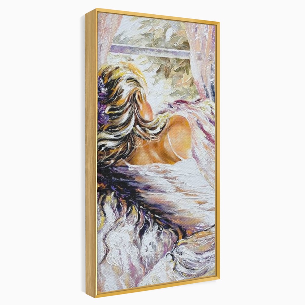 Leinwandbilder Premium LuxCanva® E1050, Morgen eines Träumers, Sonnenaufgang, Fenster, Gedanken, Fee, Magie, Wohnzimmer, Lebendige Farben