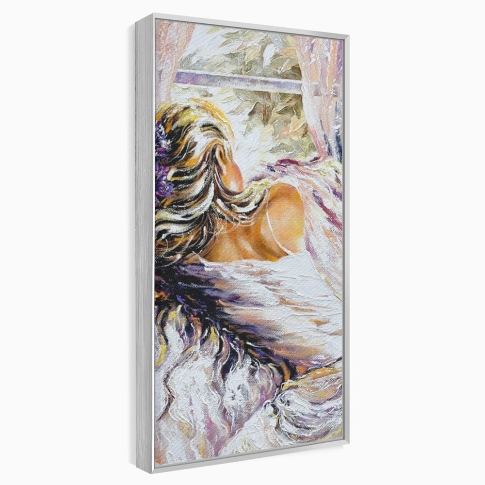 Leinwandbilder Premium LuxCanva® E1050, Morgen eines Träumers, Sonnenaufgang, Fenster, Gedanken, Fee, Magie, Wohnzimmer, Lebendige Farben