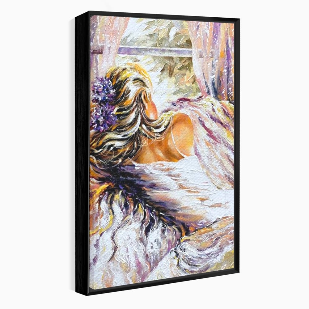 Leinwandbilder Premium LuxCanva® E1050, Morgen eines Träumers, Sonnenaufgang, Fenster, Gedanken, Fee, Magie, Wohnzimmer, Lebendige Farben