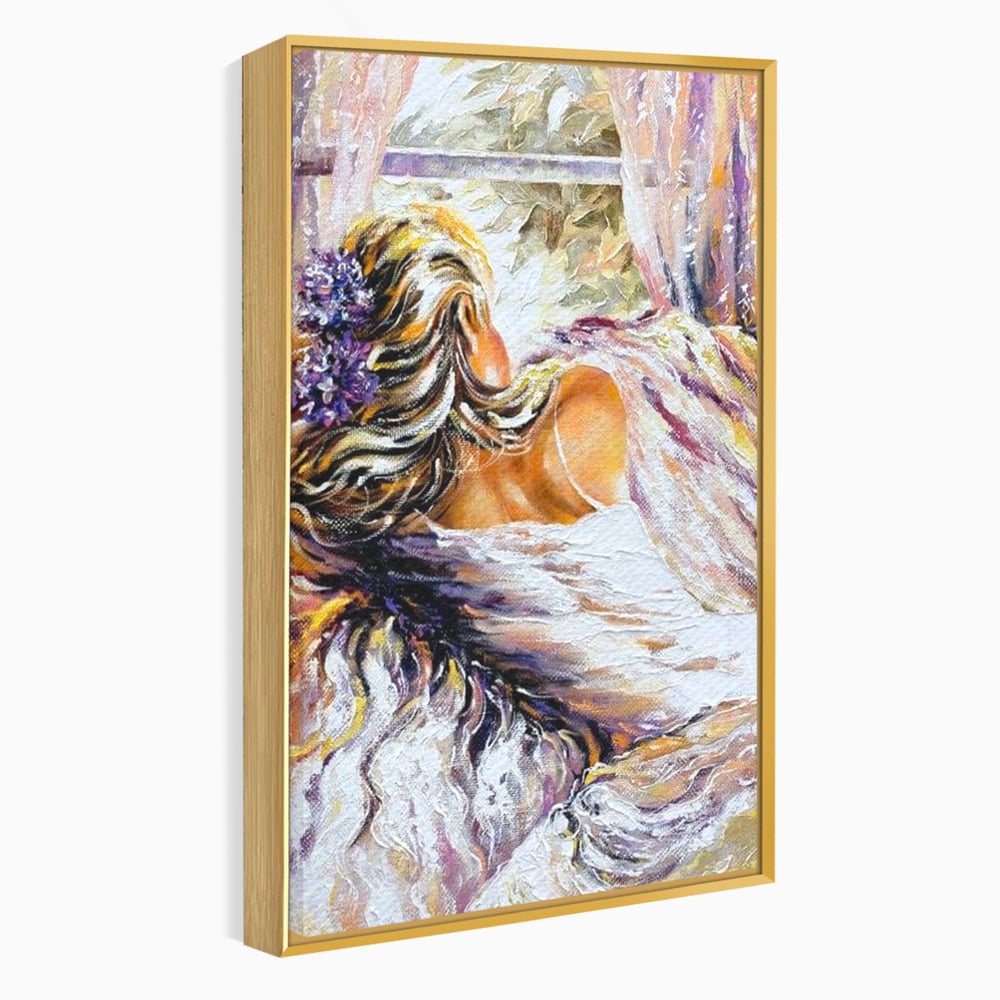 Leinwandbilder Premium LuxCanva® E1050, Morgen eines Träumers, Sonnenaufgang, Fenster, Gedanken, Fee, Magie, Wohnzimmer, Lebendige Farben