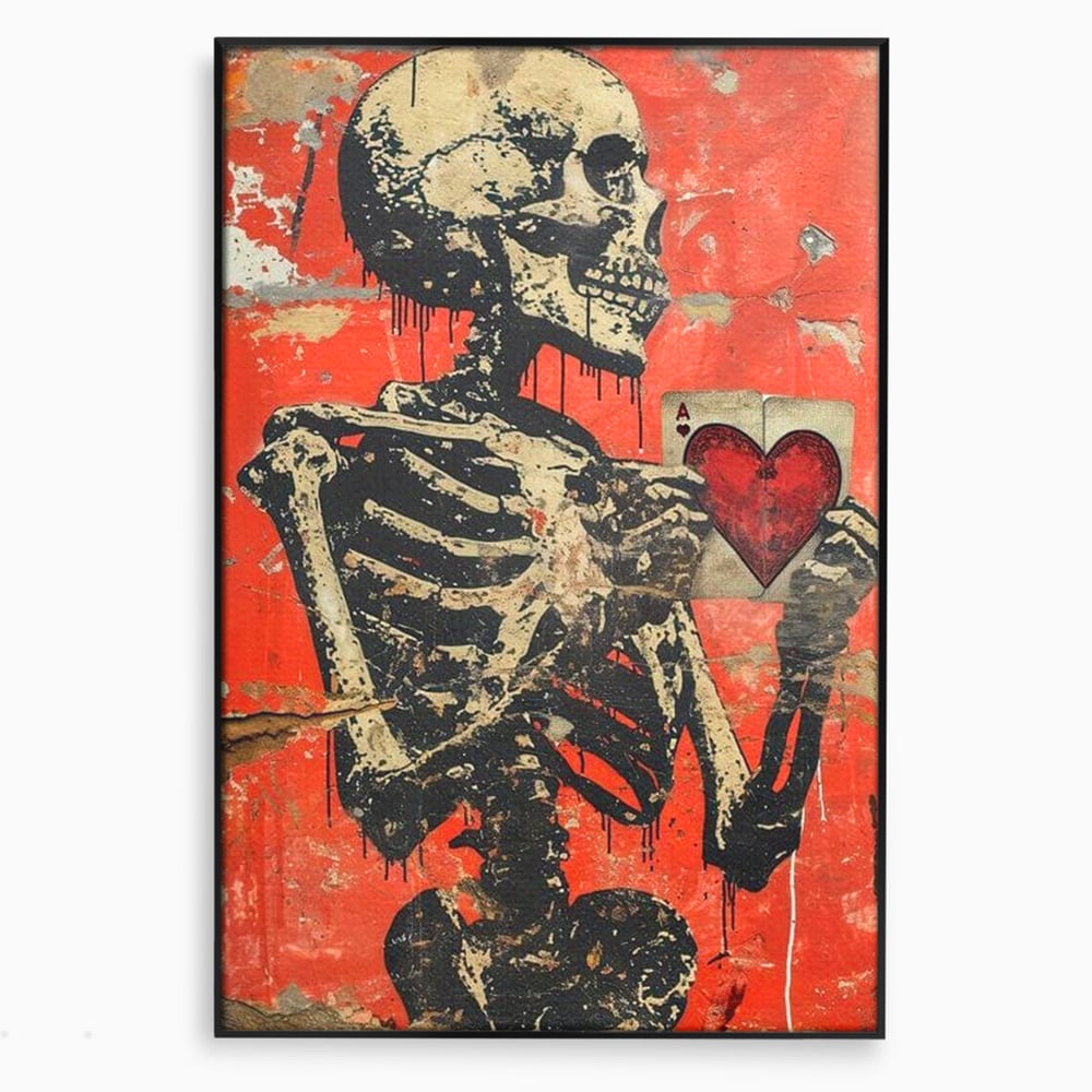 Tablou Canvas Premium LuxCanva® E1051, Asul Inimii Nemuritoare, Iubire, Vesnica, Transcendenta, Eternitate, Schelet, Living Room, Culori vibrante