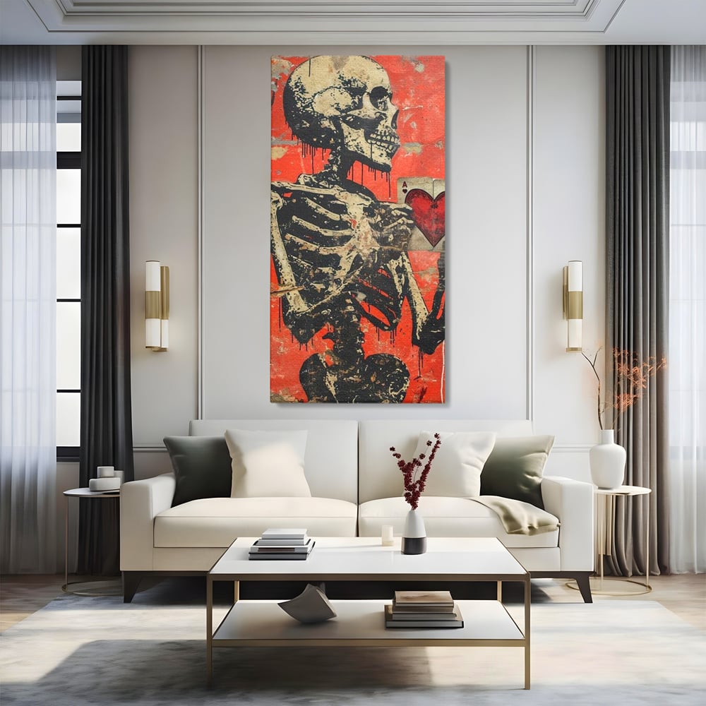Tablou Canvas Premium LuxCanva® E1051, Asul Inimii Nemuritoare, Iubire, Vesnica, Transcendenta, Eternitate, Schelet, Living Room, Culori vibrante