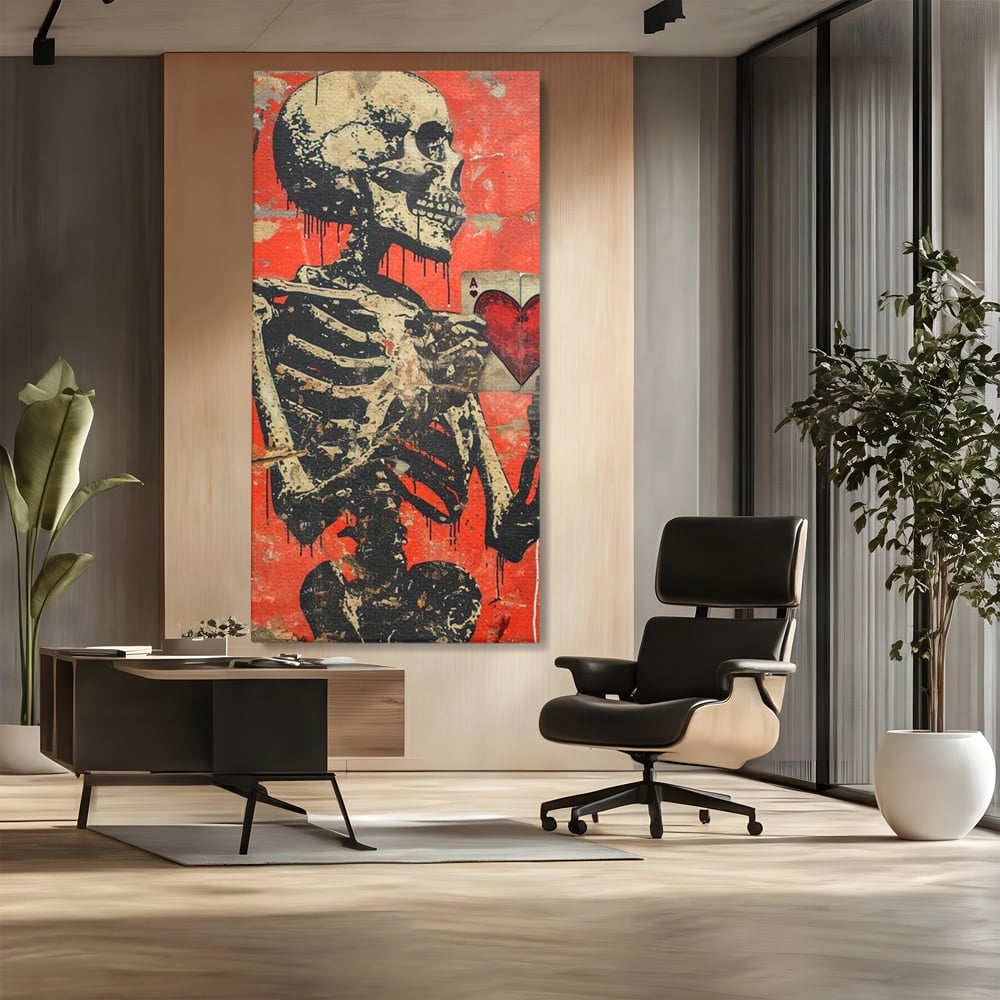 Tablou Canvas Premium LuxCanva® E1051, Asul Inimii Nemuritoare, Iubire, Vesnica, Transcendenta, Eternitate, Schelet, Living Room, Culori vibrante