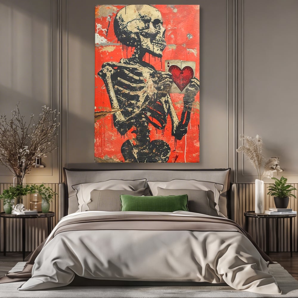 Tablou Canvas Premium LuxCanva® E1051, Asul Inimii Nemuritoare, Iubire, Vesnica, Transcendenta, Eternitate, Schelet, Living Room, Culori vibrante