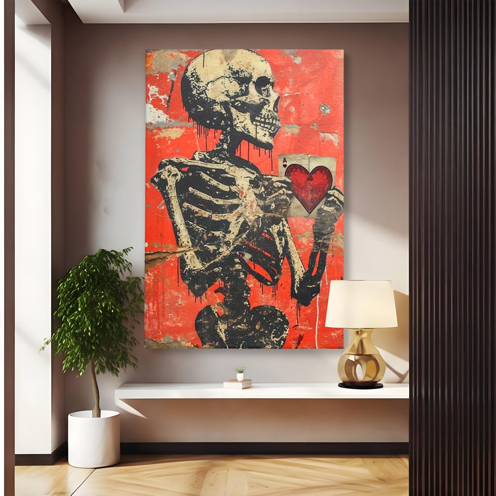 Tablou Canvas Premium LuxCanva® E1051, Asul Inimii Nemuritoare, Iubire, Vesnica, Transcendenta, Eternitate, Schelet, Living Room, Culori vibrante