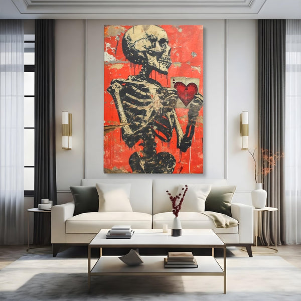Tablou Canvas Premium LuxCanva® E1051, Asul Inimii Nemuritoare, Iubire, Vesnica, Transcendenta, Eternitate, Schelet, Living Room, Culori vibrante