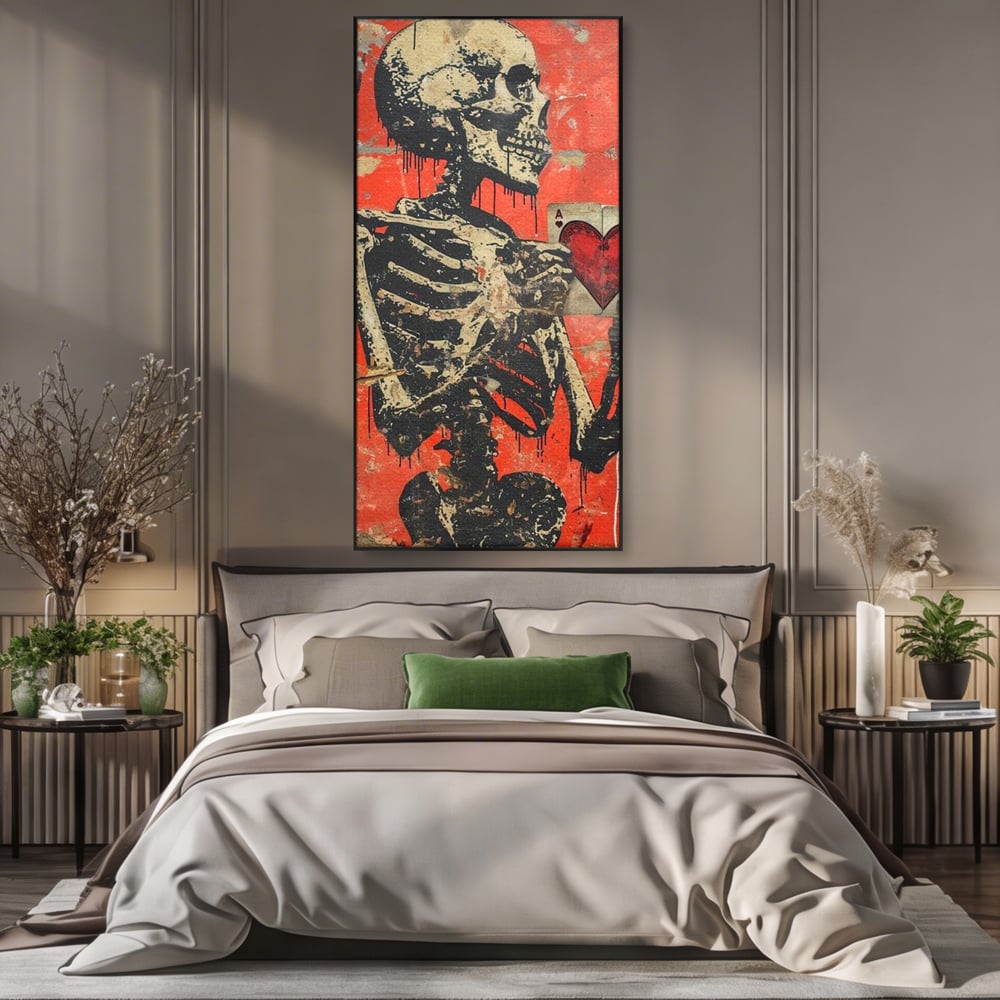 Tablou Canvas Premium LuxCanva® E1051, Asul Inimii Nemuritoare, Iubire, Vesnica, Transcendenta, Eternitate, Schelet, Living Room, Culori vibrante