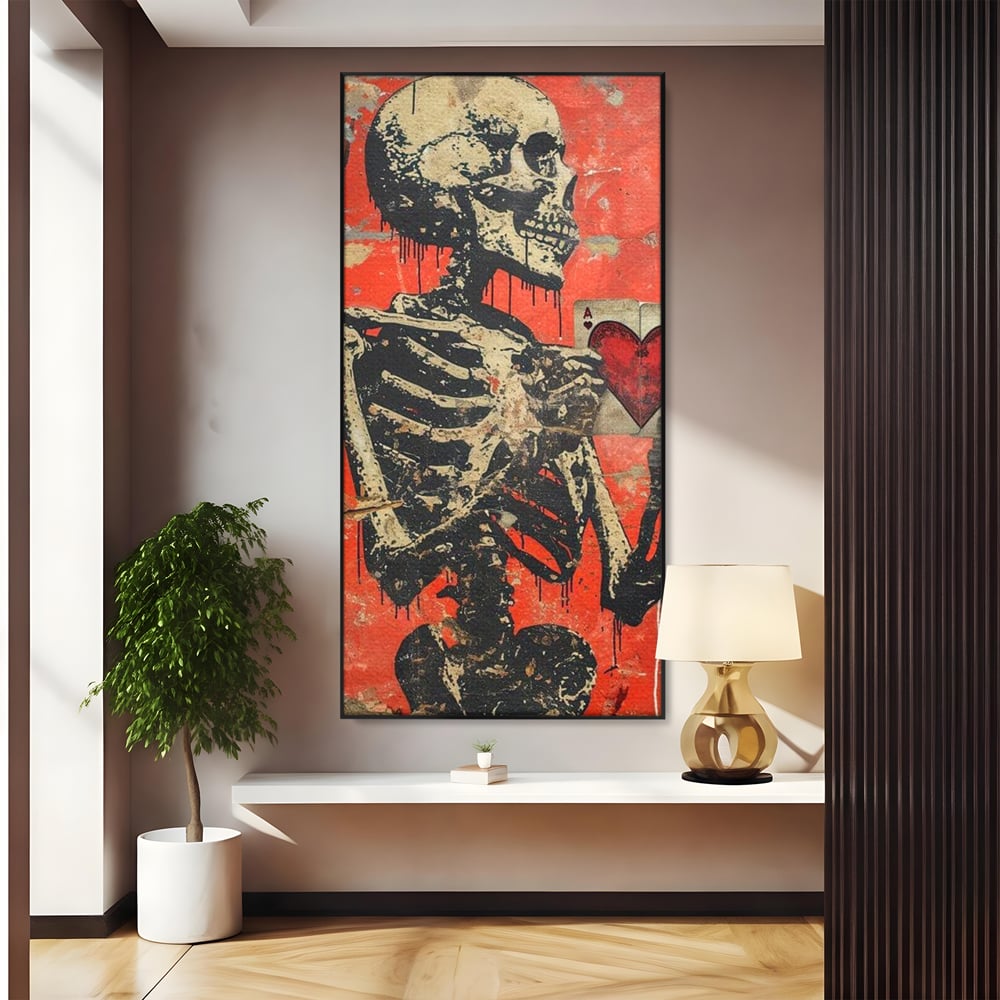 Tablou Canvas Premium LuxCanva® E1051, Asul Inimii Nemuritoare, Iubire, Vesnica, Transcendenta, Eternitate, Schelet, Living Room, Culori vibrante