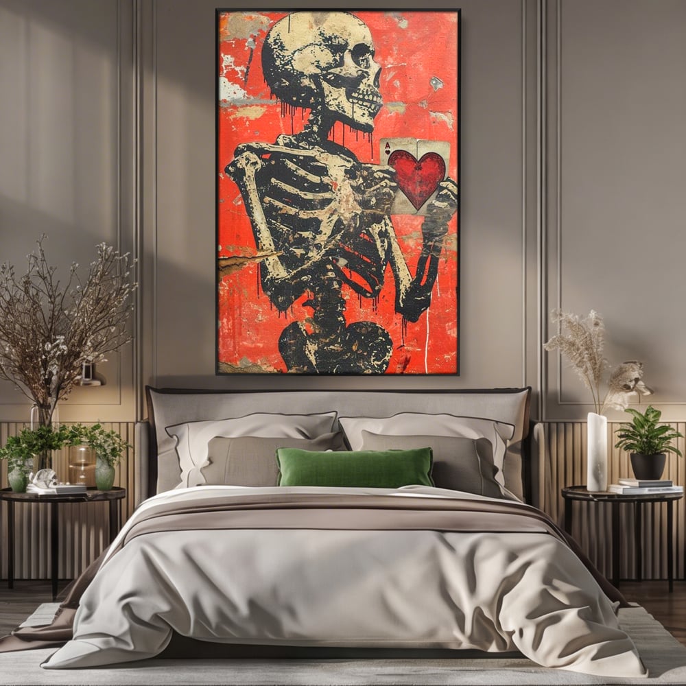 Tablou Canvas Premium LuxCanva® E1051, Asul Inimii Nemuritoare, Iubire, Vesnica, Transcendenta, Eternitate, Schelet, Living Room, Culori vibrante