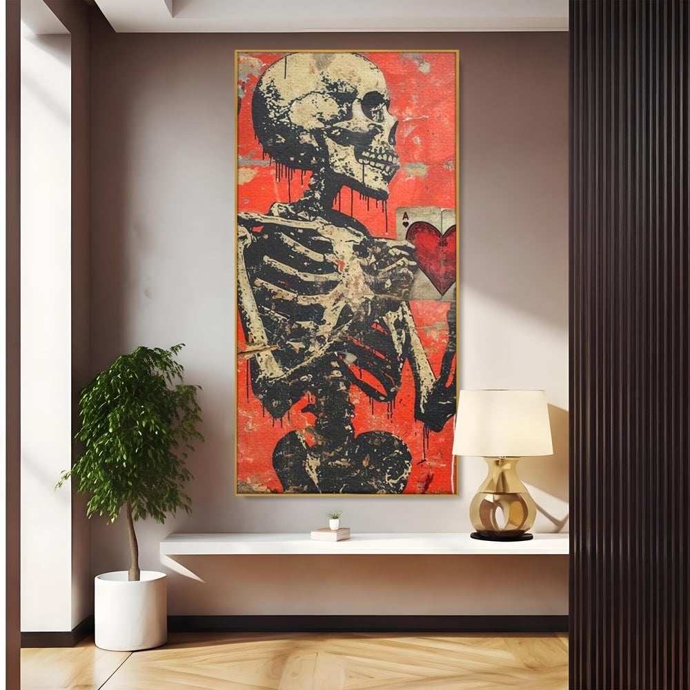 Tablou Canvas Premium LuxCanva® E1051, Asul Inimii Nemuritoare, Iubire, Vesnica, Transcendenta, Eternitate, Schelet, Living Room, Culori vibrante