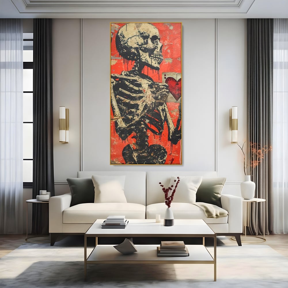 Tablou Canvas Premium LuxCanva® E1051, Asul Inimii Nemuritoare, Iubire, Vesnica, Transcendenta, Eternitate, Schelet, Living Room, Culori vibrante