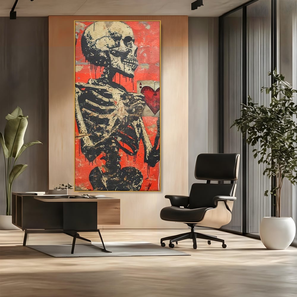 Tablou Canvas Premium LuxCanva® E1051, Asul Inimii Nemuritoare, Iubire, Vesnica, Transcendenta, Eternitate, Schelet, Living Room, Culori vibrante