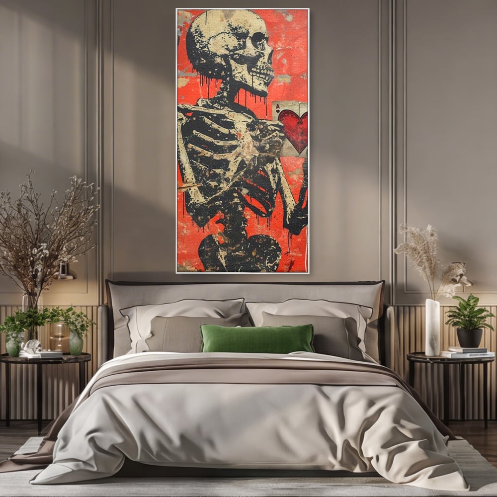 Tablou Canvas Premium LuxCanva® E1051, Asul Inimii Nemuritoare, Iubire, Vesnica, Transcendenta, Eternitate, Schelet, Living Room, Culori vibrante
